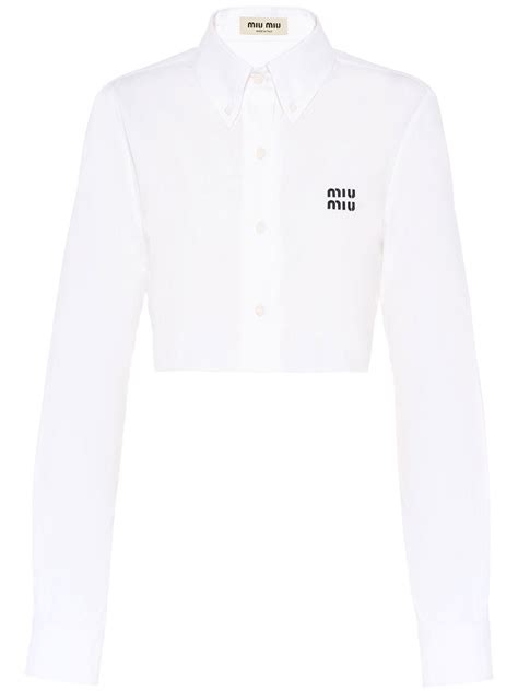 miu miu cropped button up|miu miou tops.